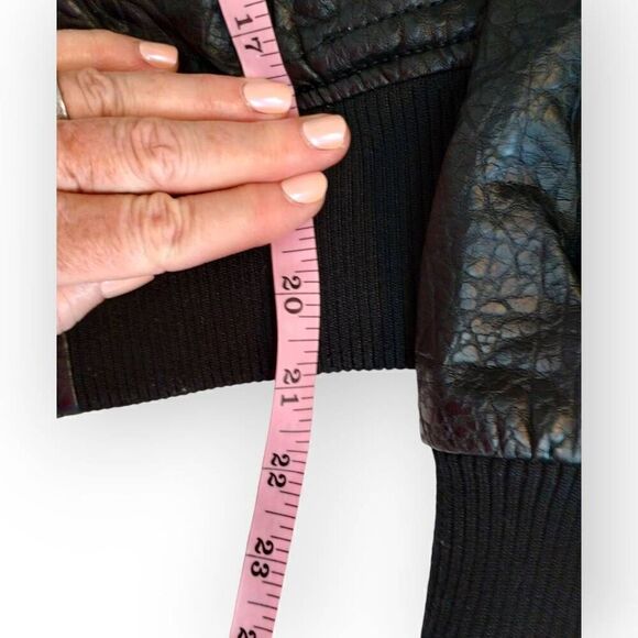 Fillmore Womens Jacket Sz Small Faux Black Leather Moto Zip Front Gorpcore Grung - Picture 14 of 15